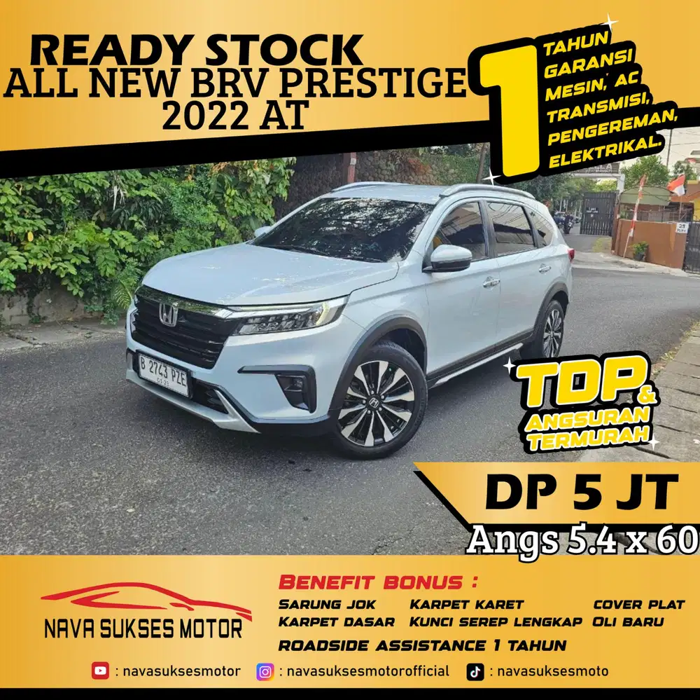 TDP 5 Jt Angs Termurah All New BRV Prestige 2022 Matic Putih Low Km