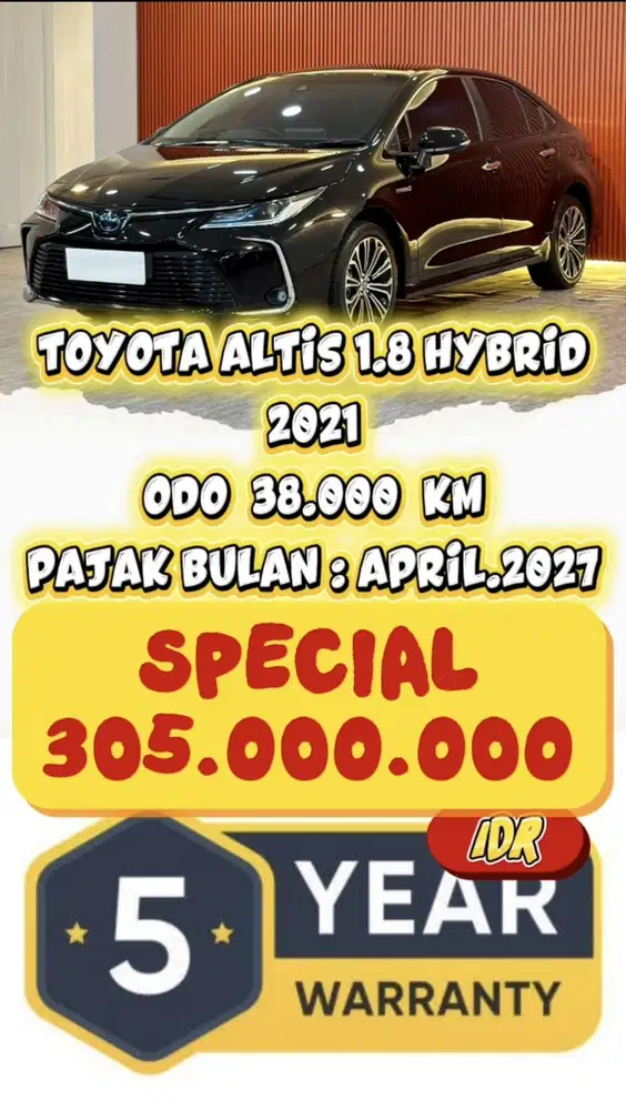 [ ODO 38.000 KM ] TOYOTA ALTIS HYBRID 1.8 AT 2021 B'GARANSI SIAP PAKAI