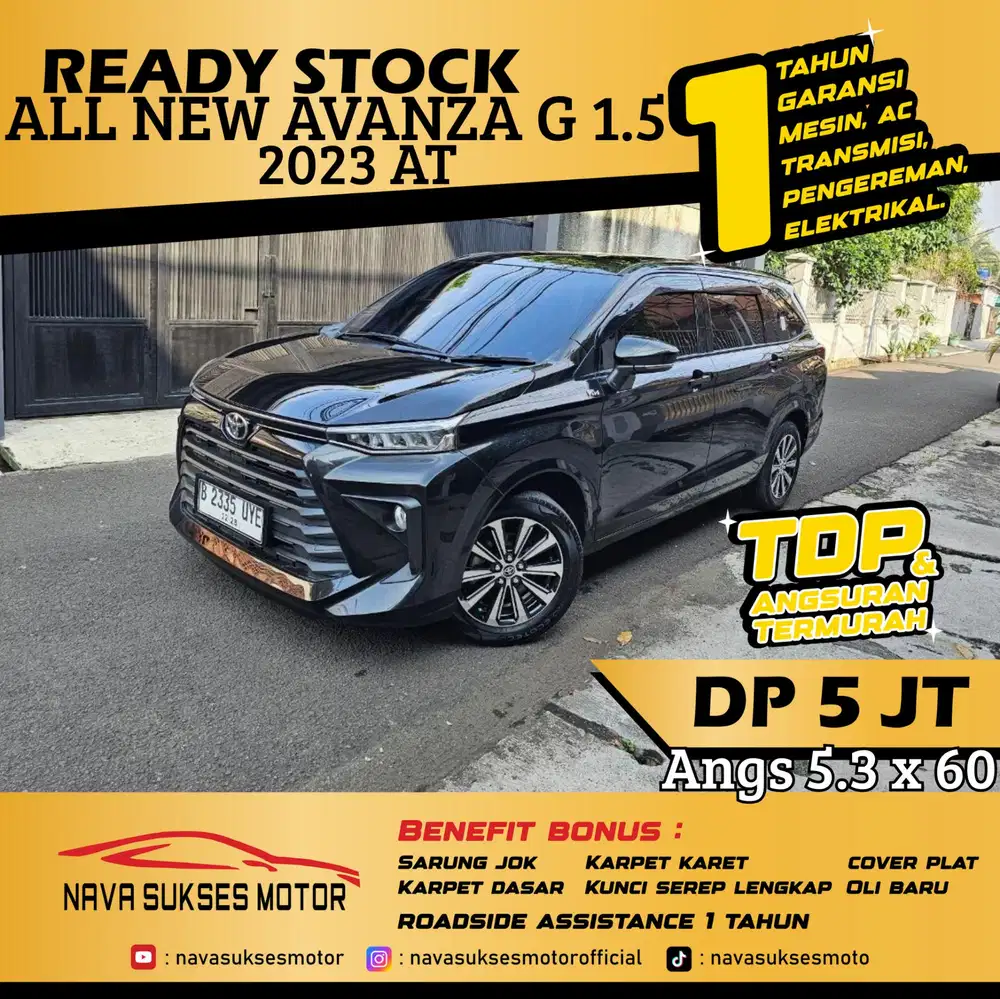 TDP 5Jt Angs Termurah All New Avanza G 2023 Matic Hitam Low Km LikeNew