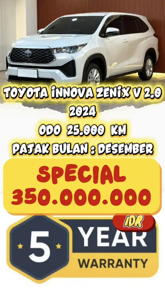 [ ODO 25.000 KM ] TOYOTA KIJANG INNOVA ZENIX V 2.0 AT 2024 BERGARANSI