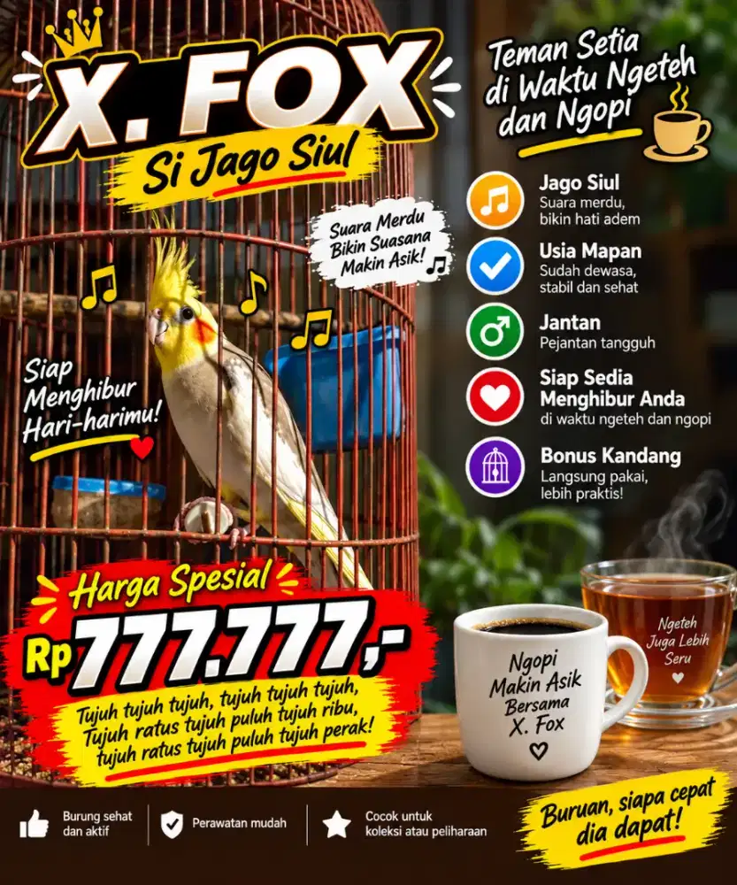 Parkir Australia JUAL COCKATIEL JANTAN – JAGO SIUL + BONUS KANDANG