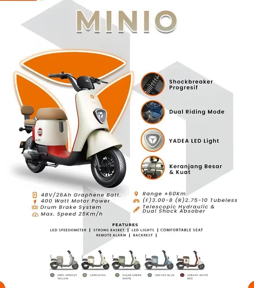 Promo Cuci Gudang Yadea Minio Siap Kirim! Cicilan Ringan 0 Dp