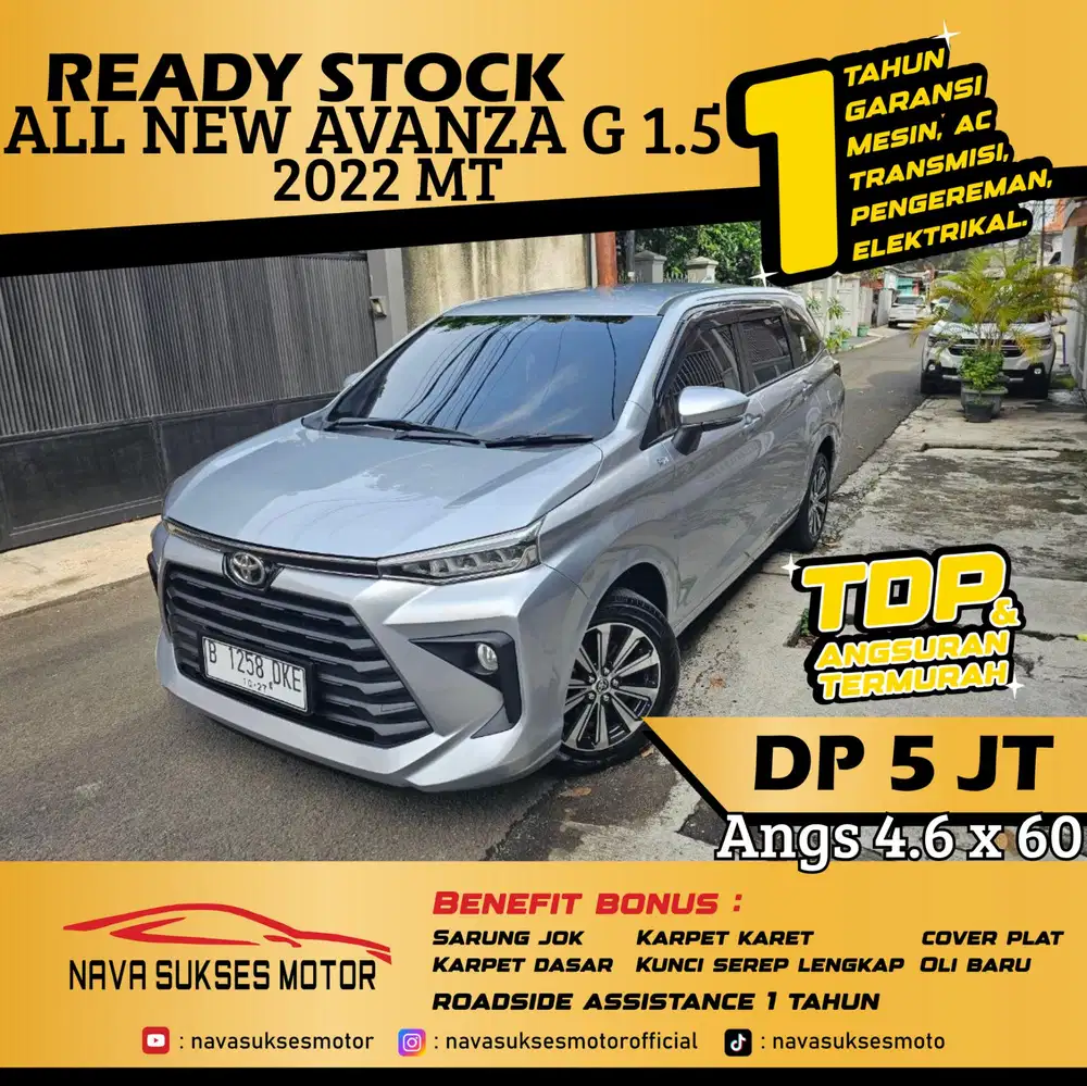 TDP 5 Jt Angs Termurah All New Avanza G 2022 Manual Silver Low Km