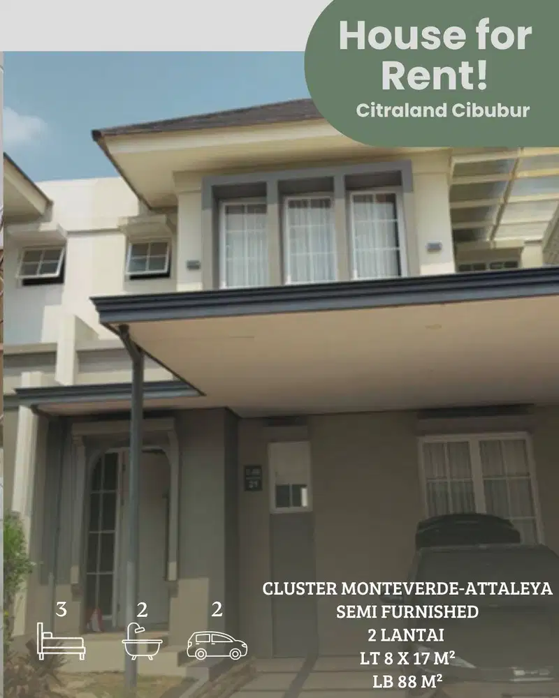 Sewa rumah Citraland Cibubur, Monteverde-Attaleya