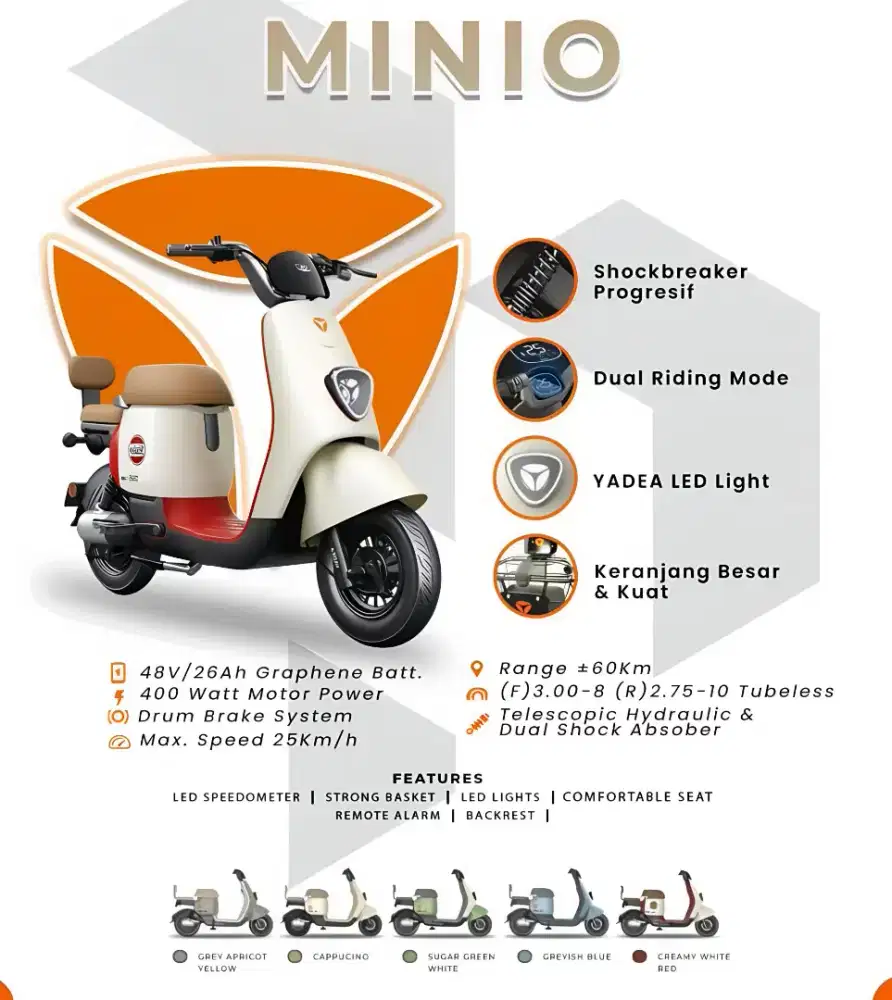 Promo Cuci Gudang Yadea Minio Siap Kirim! Cicilan Ringan 0 Dp
