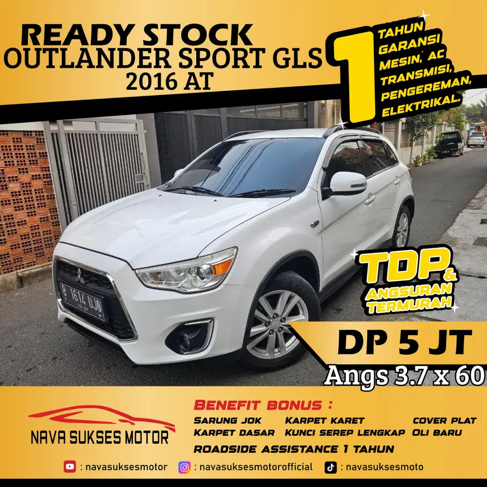 TDP 5 Jt Angs Termurah Outlander Sport GLS 2016 Matic Putih Low Km