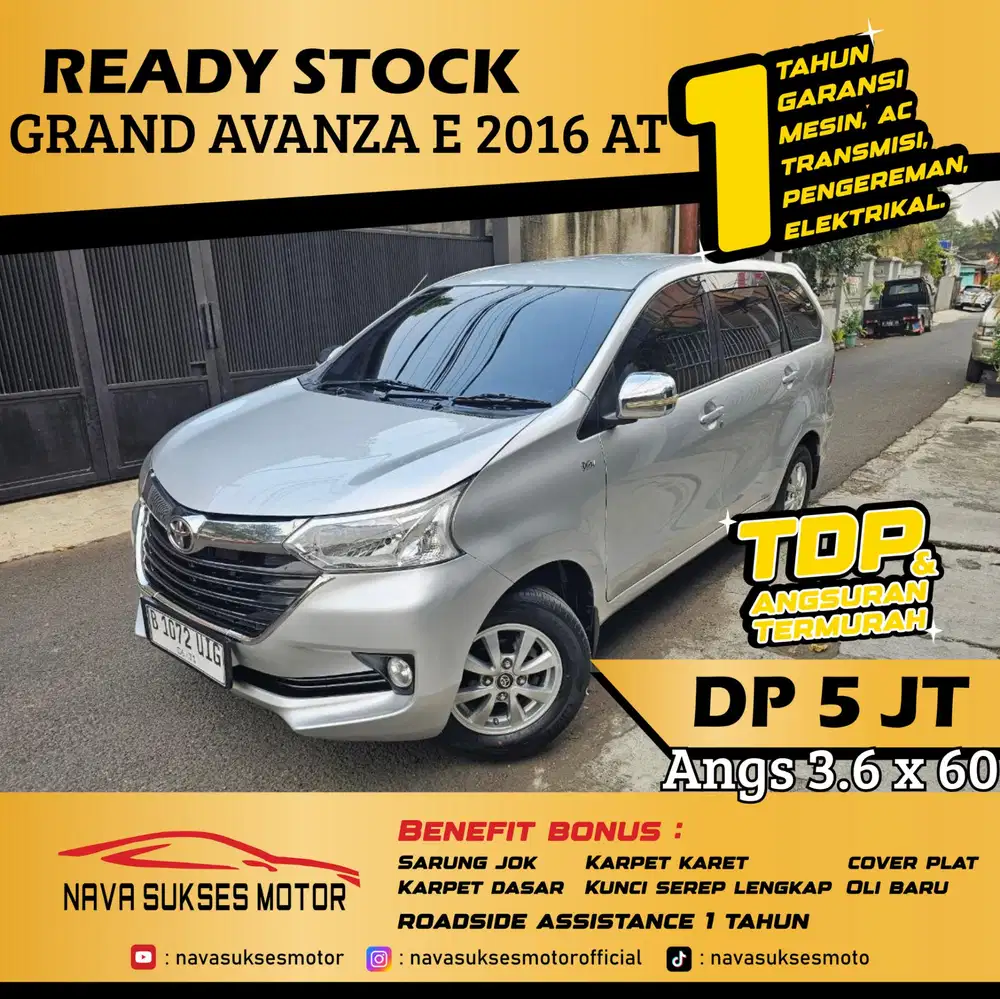 TDP 5 Jt Angs Termurah Grand Avanza E 2016 Matic Silver Low Km LikeNew