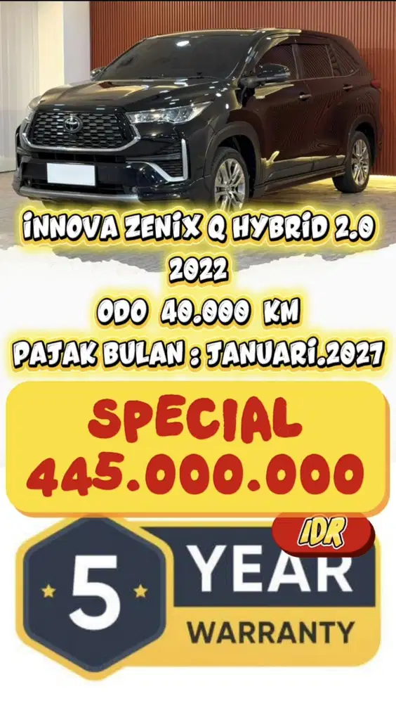 [ ODO 40.000 KM ] TOYOTA KIJANG INNOVA Q HYBRID 2.0 AT 2022 SIAP PAKAI