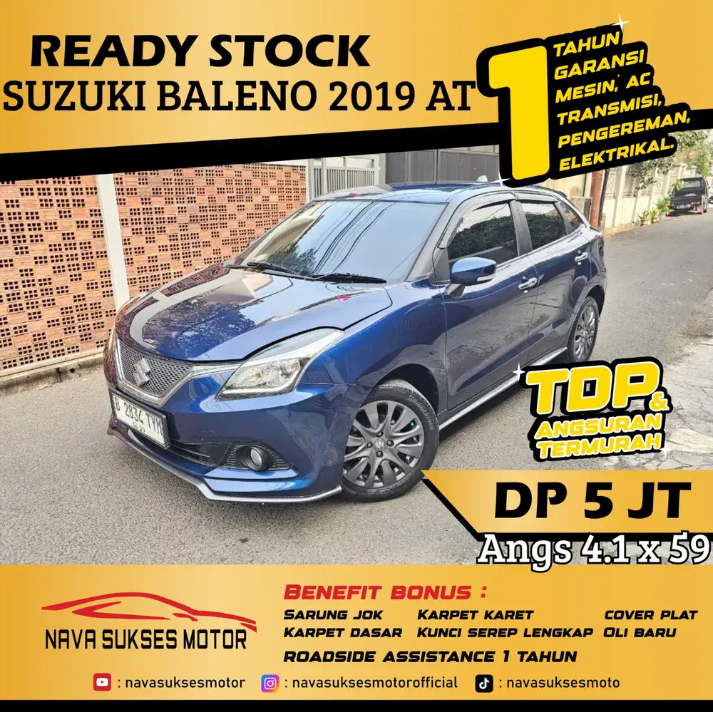 TDP 5 Jt Angs Termurah New Baleno 2019 Matic Biru Low Km Like New