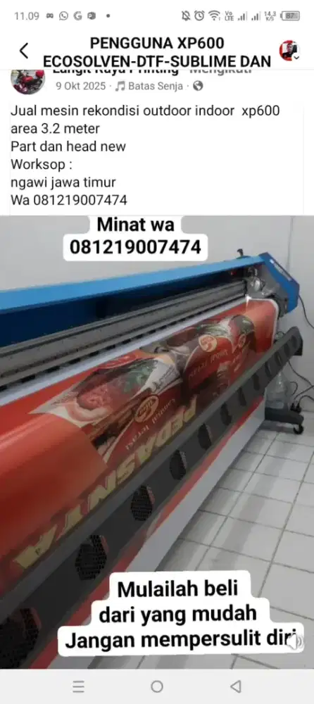 Mesin digital printing /stikee /banner rekondisi xp600
