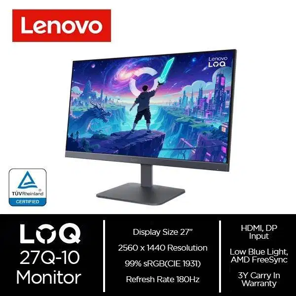 Lenovo Monitor LOQ 27Q-10 27-inch QHD IPS 180Hz 99% sRGB