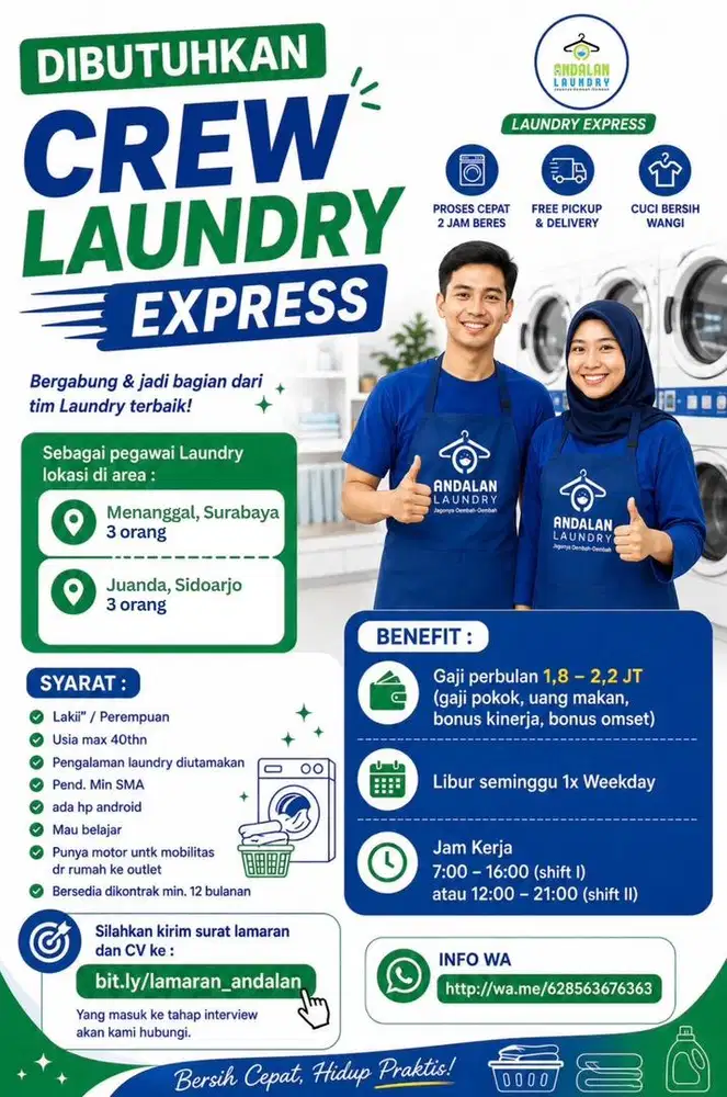 DIBUTUHKAN CREW LAUNDRY EXPRESS