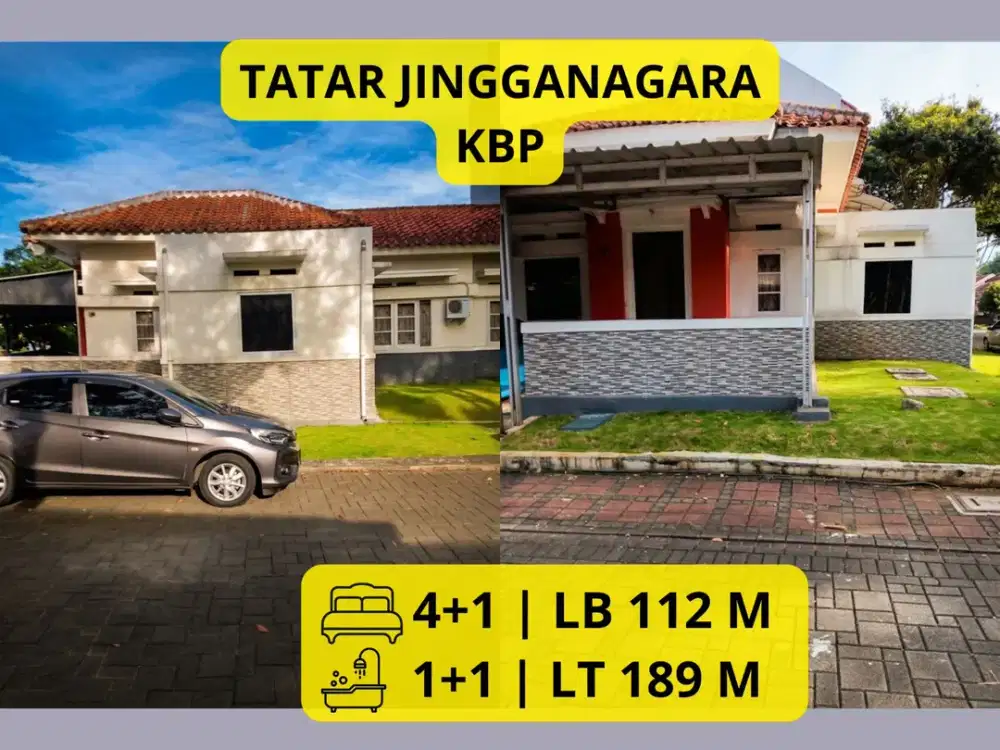 DIJUAL RUMAH HOOK – TATAR JINGGANAGARA, KBP LT 189 m² | LB 112 m² | 4+1 KT | 1+1 KM | SHM