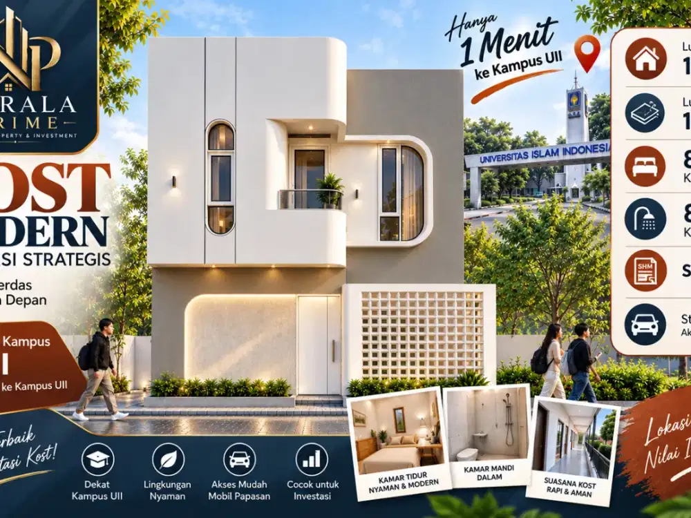 Jual Kost Jogja 2 Lantai Jl Kaliurang Dekat Kampus UII SHM Siap Akad