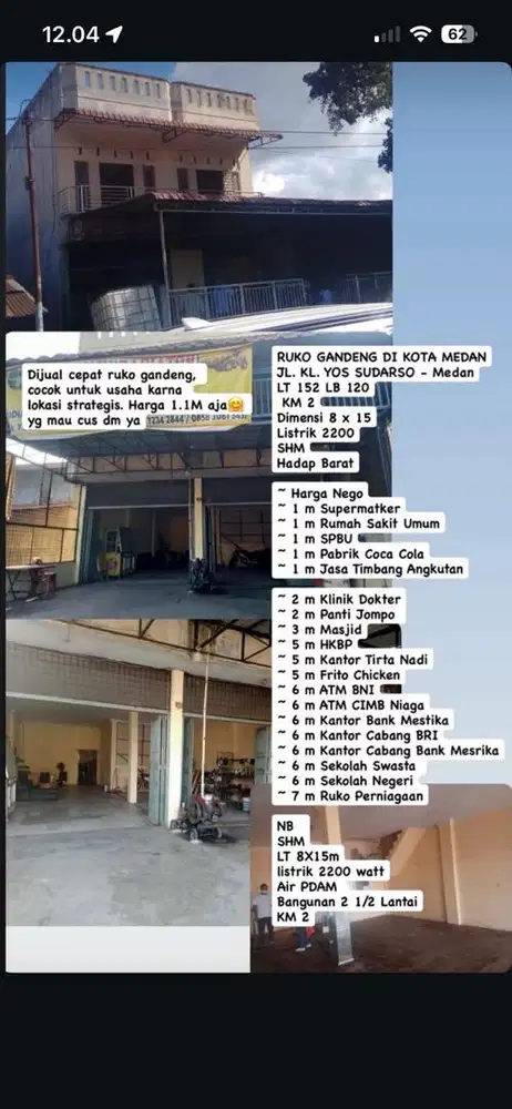 Di jual ruko 2 pintu 1 gandeng