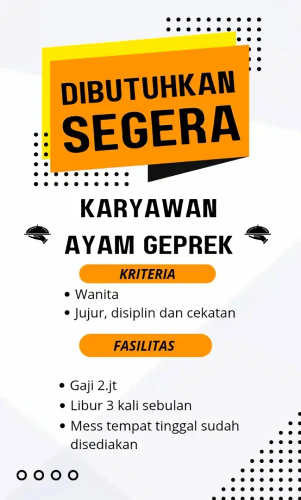 Dibutuhkan karyawan wanita + mess