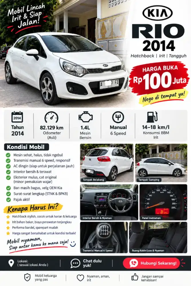 KIA RIO 82.000 KM 2014