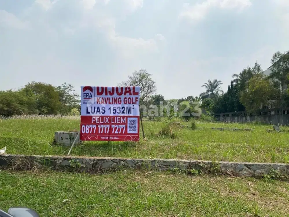 Dijual Kavling Golf Luas 1532M2 Best View Danau dan Padang Golf, Akses Dekat Tol