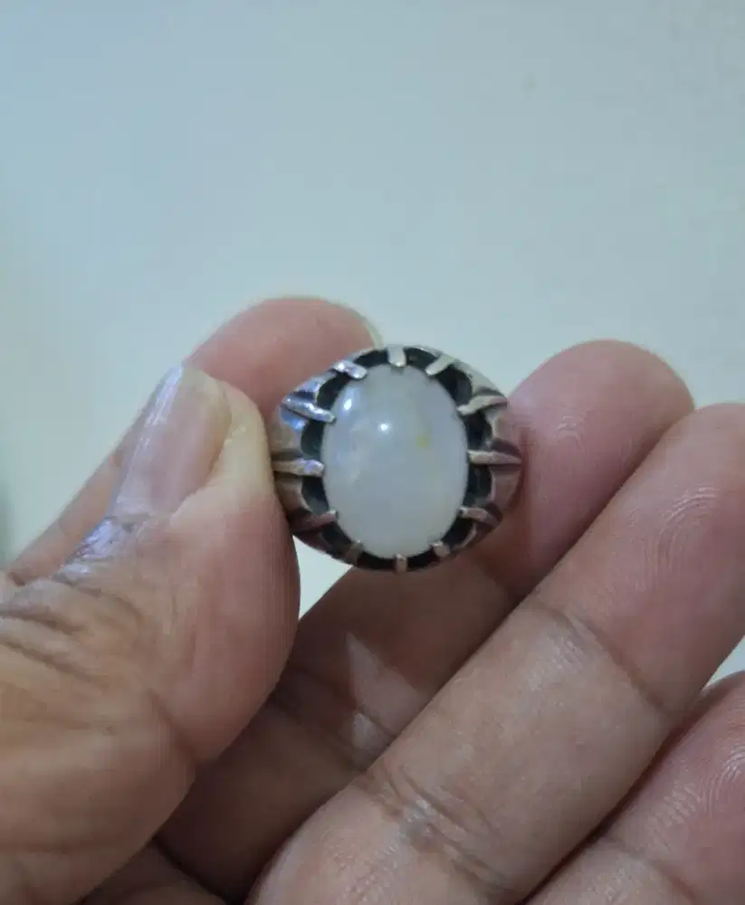Batu Akik Putih Ring Perak