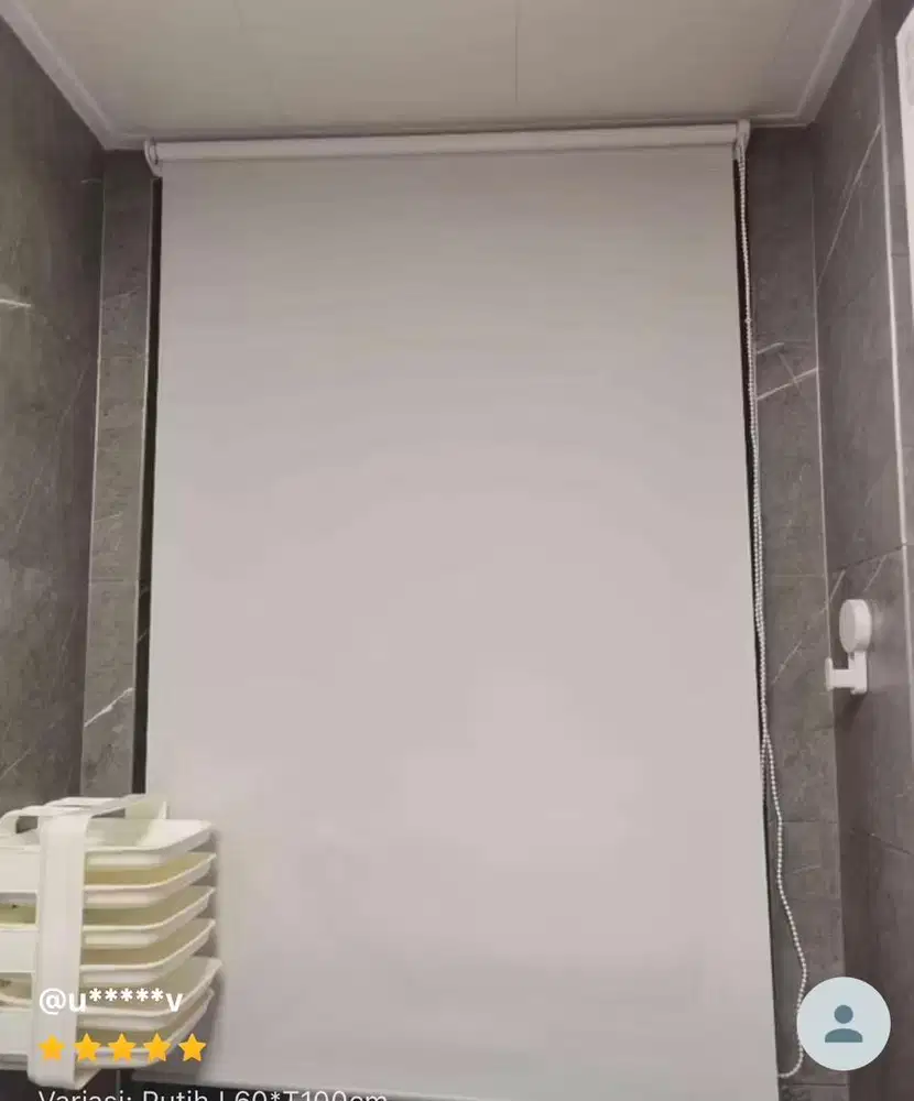 Roller Blind 150x150 Putih 100% anti UV (ga nerawang)