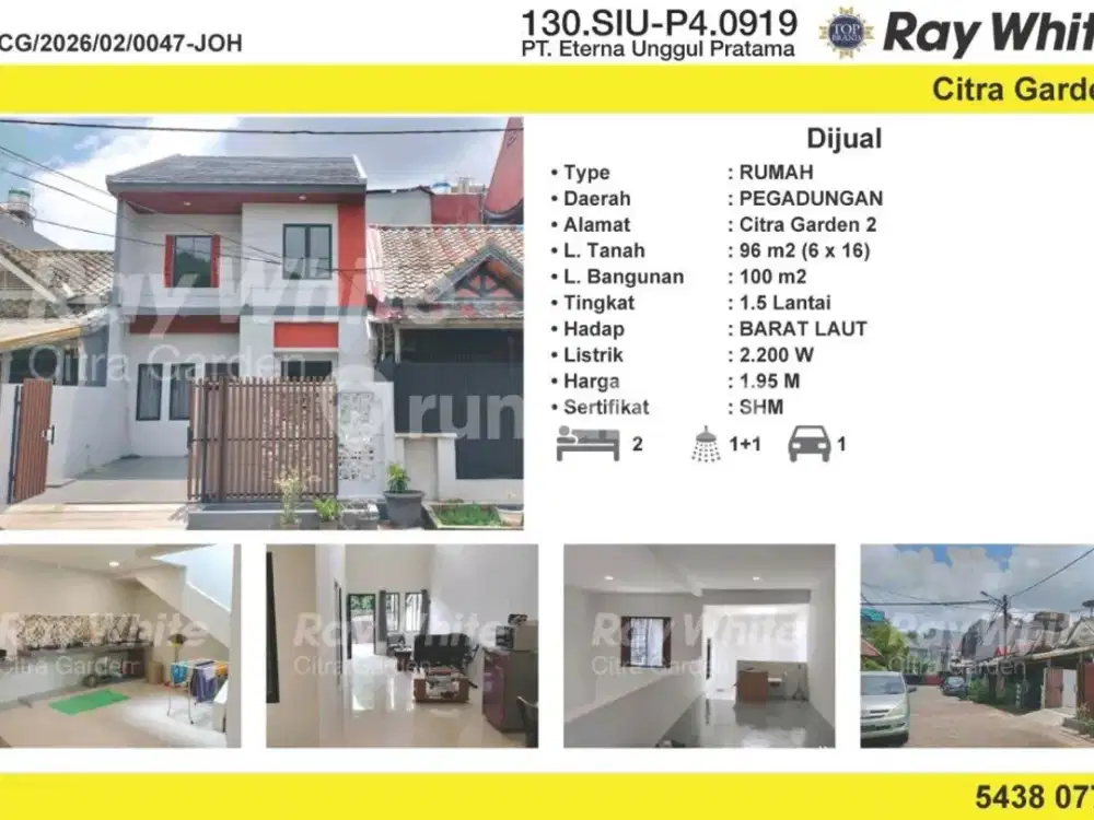Jual Rumah Murah, 2 Lantai, Citra Garden2 Jakarta Barat 0047-Joh