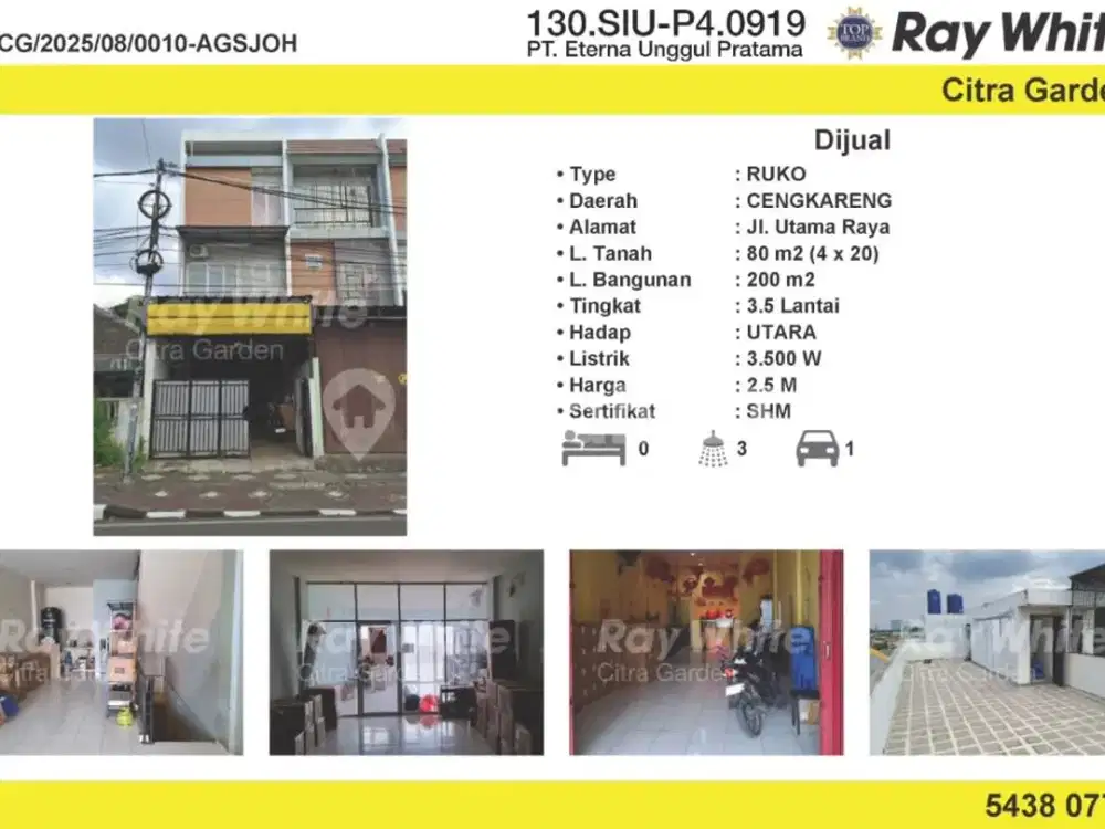 Jual Ruko Terenovasi 200 m2 SHM Cengkareng, Jak-Bar 0010-AGSJOH