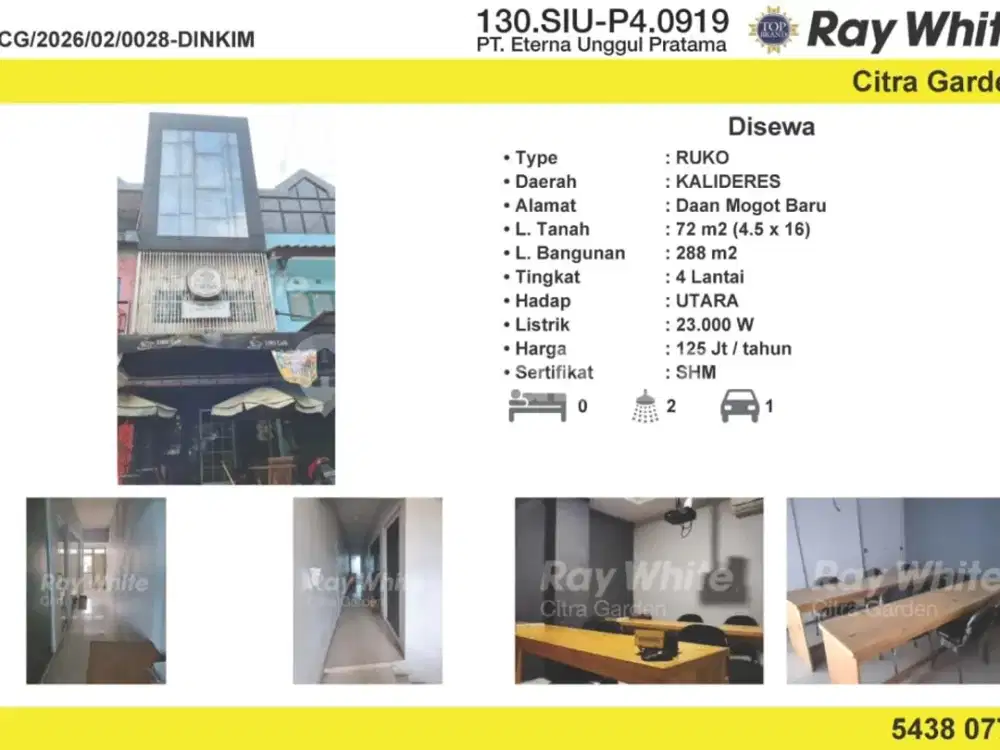 Sewakan Ruko 4 Lantai Siap Huni Daan Mogot Baru Jakbar 0028Dinkim
