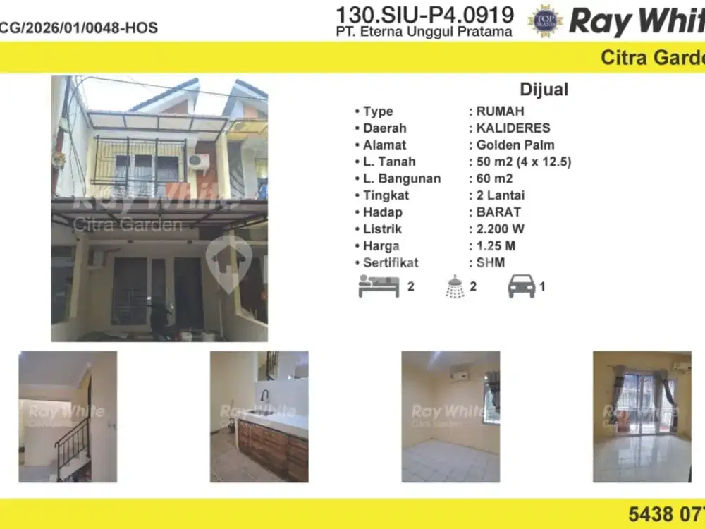Jual Rumah Golden Palm, Murah 2 Lantai, SHM Jakarta Barat 0048Hos
