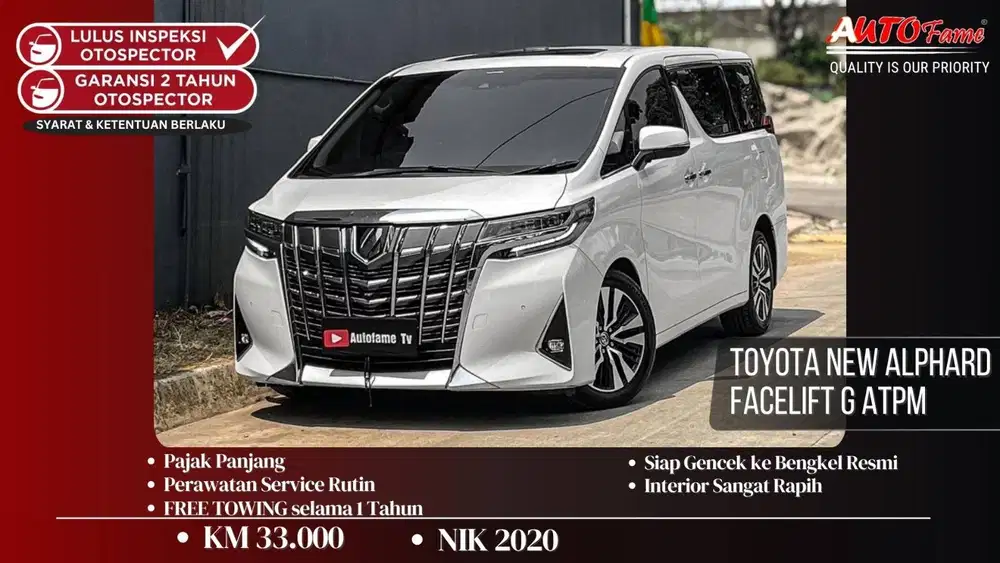 Toyota New Alphard Facelift G ATPM Pemakaian 2021 (TSS) White On Beige