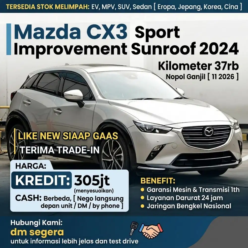 Mazda CX3 Sport 2024 Sunroof KM 37rb Tipe Tertinggi