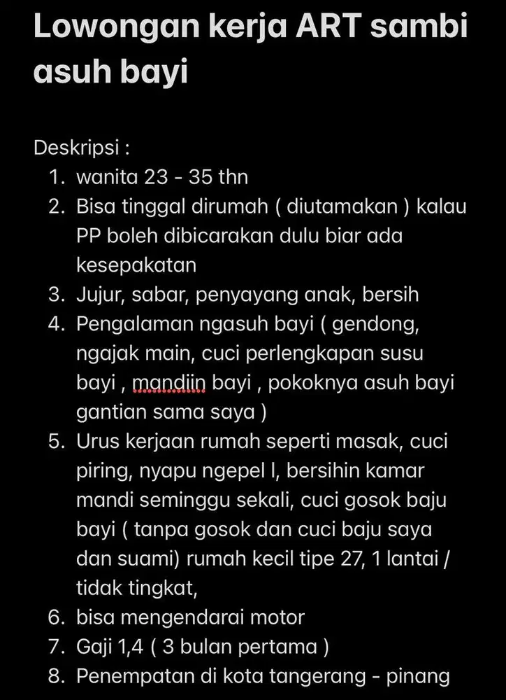 ART sambi asuh bayi