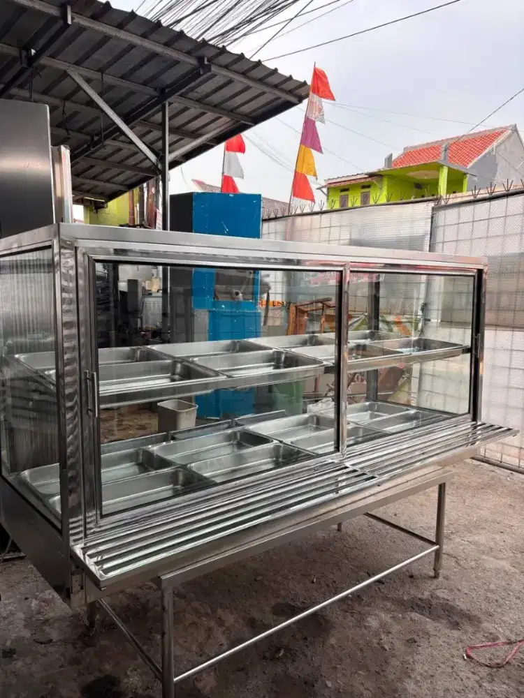 ETALASE STAINLESS
222x75+20x105 16 pan
Harga 3,6jt tidak termasuk meja