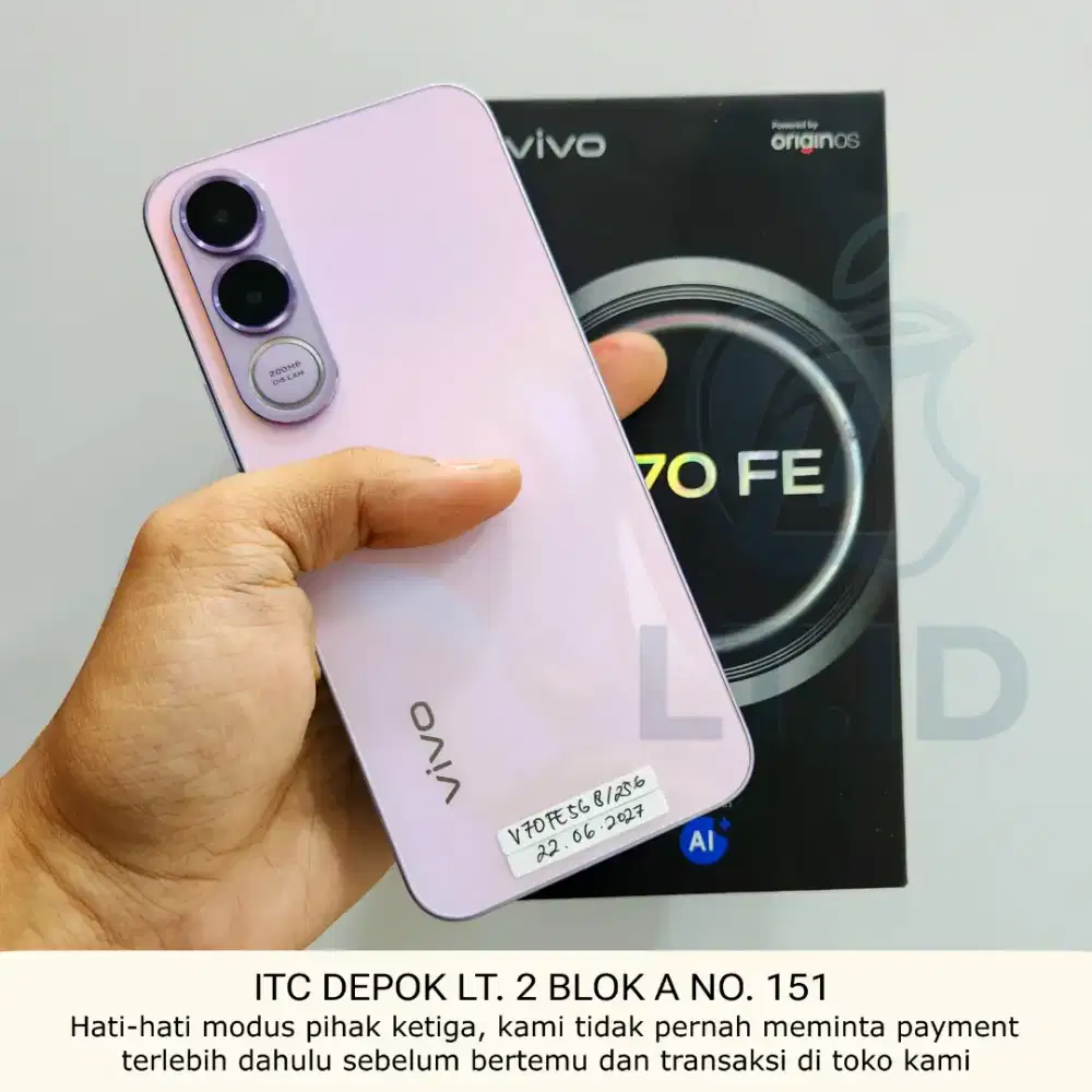 Vivo V70 FE 5g 8/256gb, Garansi 22 Juni 2027 Fullset ori