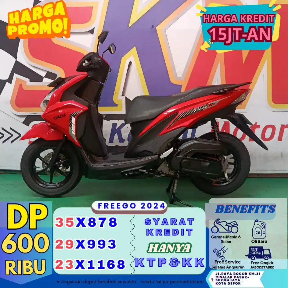 Yamaha freego th 2024 DP 600rb syarat kredit KTP KK