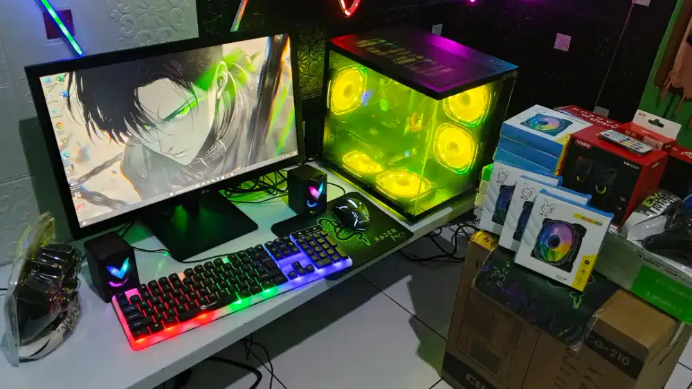 komputer PC gaming fullset siap gaming, streaming, editing DLL