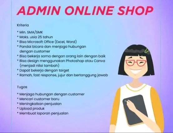 ADMIN ONLINE PRIA WANITA JUJUR DISIPLIN TANGGUNG JAWAB