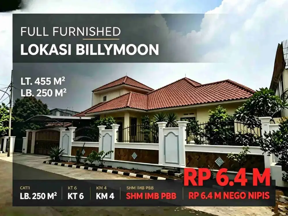 JUAL RUMAH KAWASAN KOMPLEK BILLYMOON.PONDOK KELAPA.DUREN SAWIT JAKARTA TIMUR