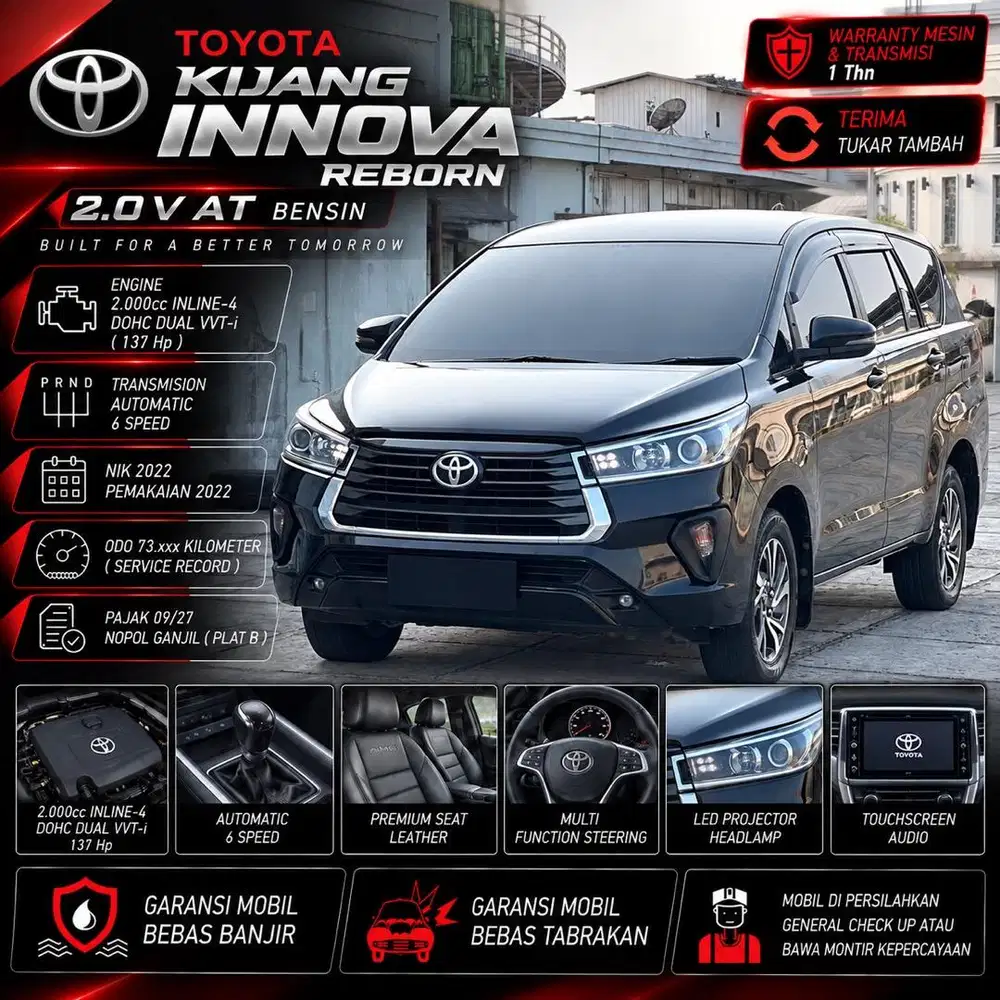 Toyota Kijang Innova Reborn 2.0 V AT Bensin 2022