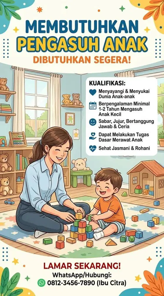 Dibutuhkan pengasuh anak
