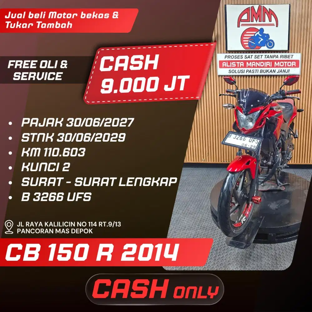CB 150 R 2014 PAJAK HIDUP KUNCI 2 CASH ONLY ALISTA