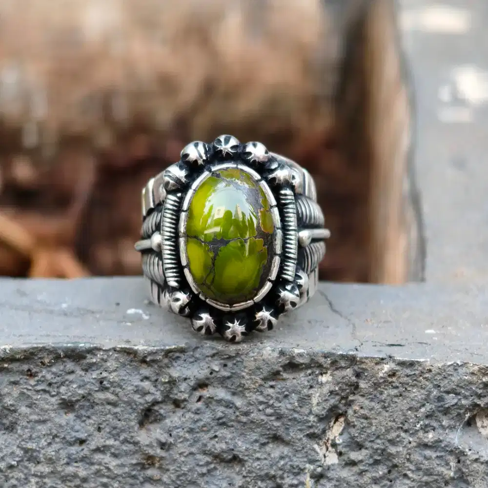 Pirus hubei hijau gradasi lawasan ring perak