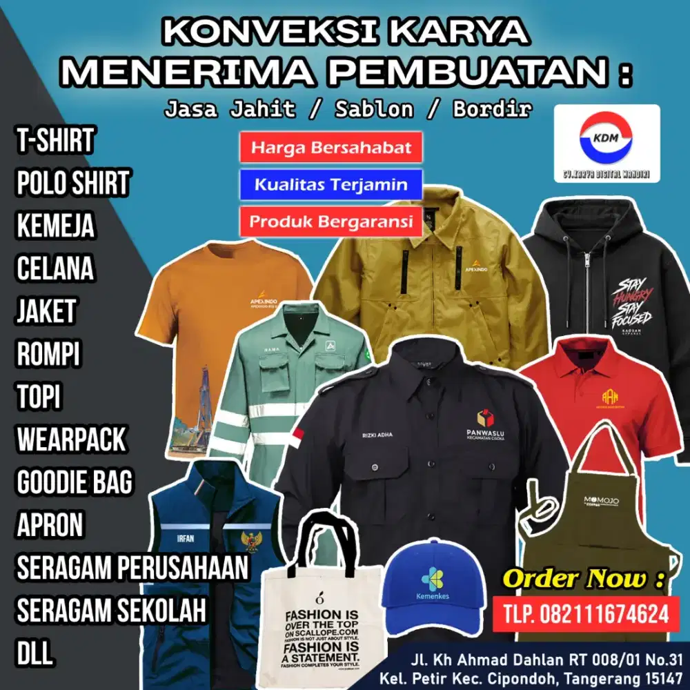 Konveksi bordir seragam & sablon kaos