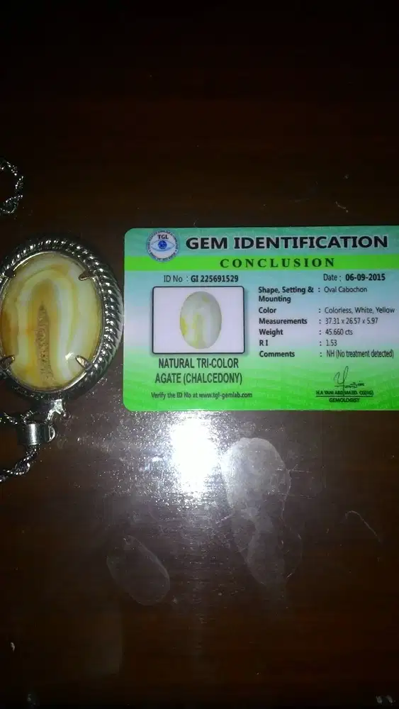 Batu Akik Asli Natural Gambar Motif Huruf U Kalung Liontin (Memo Lab)