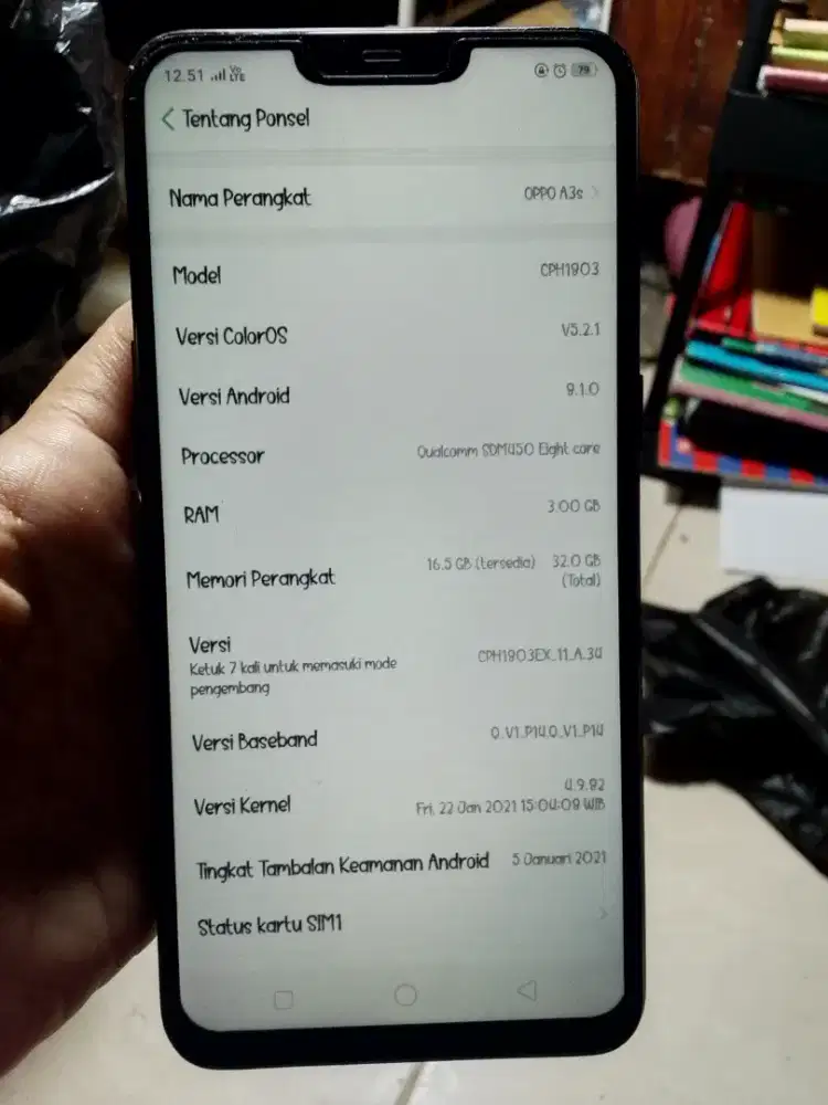 hp oppo a3s ram 3/32