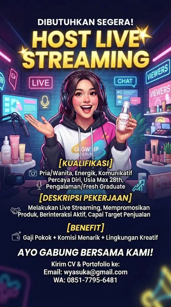 Dicari Host Live Streaming