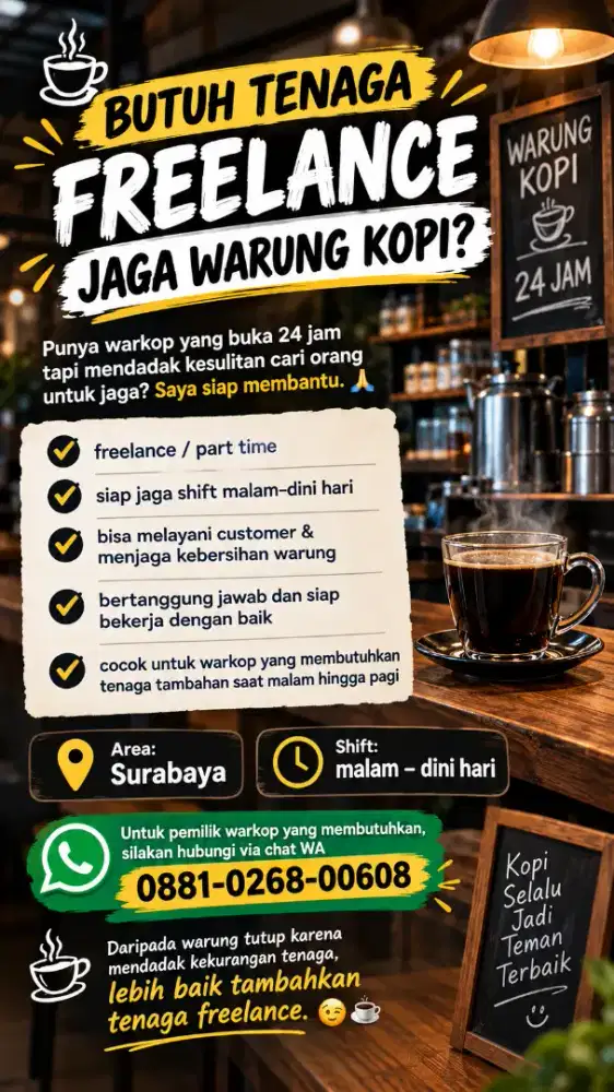 TENAGA FREELANCE JAGA WARUNG KOPI