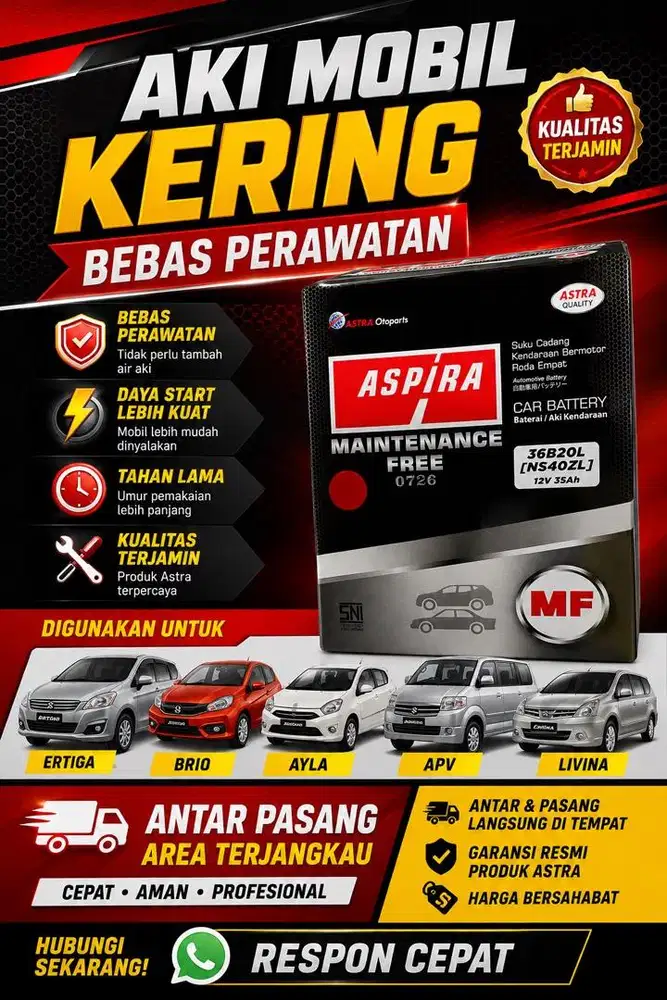 Aki mobil kering murah