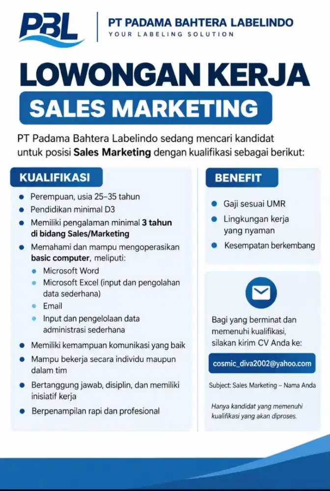 Lowongan Sales Marketing