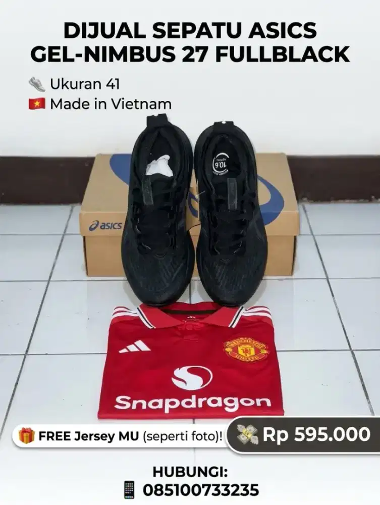 Di jual sepatu asics gel nimbus 27 fullblack  uk 41