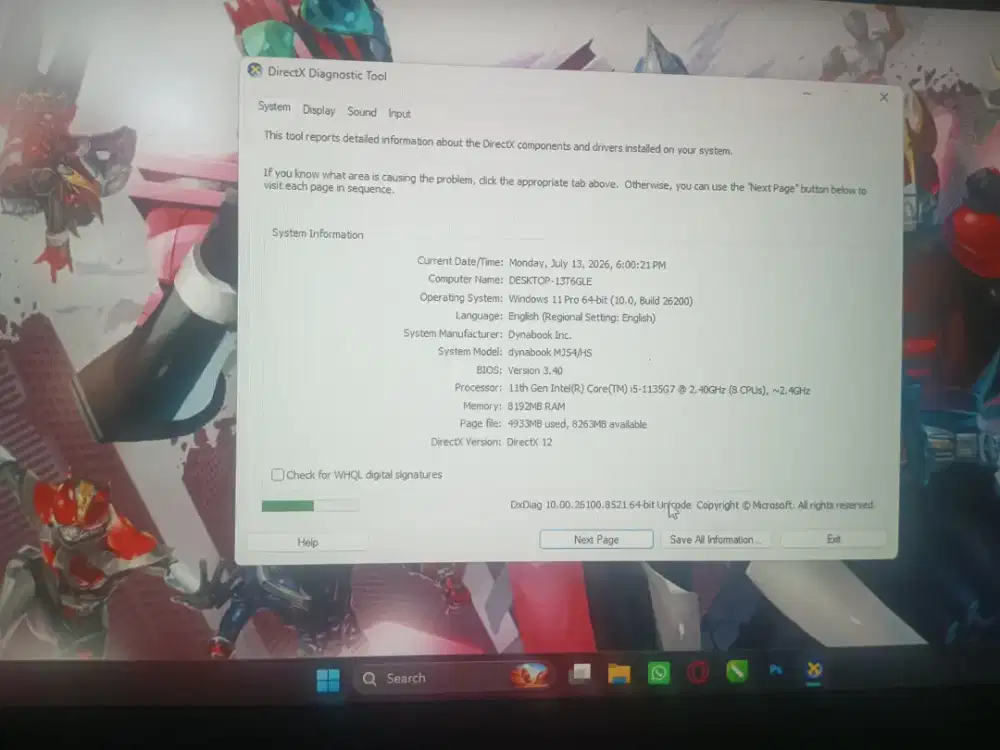dynabook mj54/hs i5 gen 11 baca deskripsi